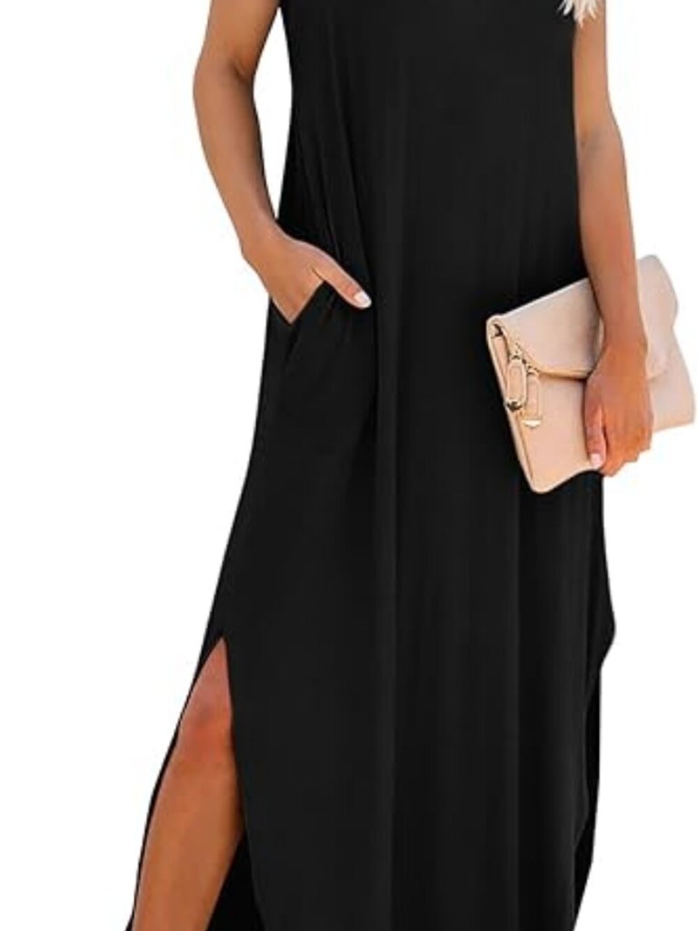 RUMIA Summer Maxi Dresses for Women Cap Sleeve Long Sundress with Pockets - Picture 3 of 3